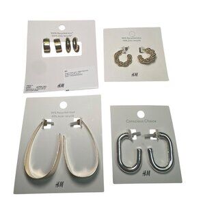 H&M Earring Set – 4 Pairs – Gold & Silver Hoops – NWT